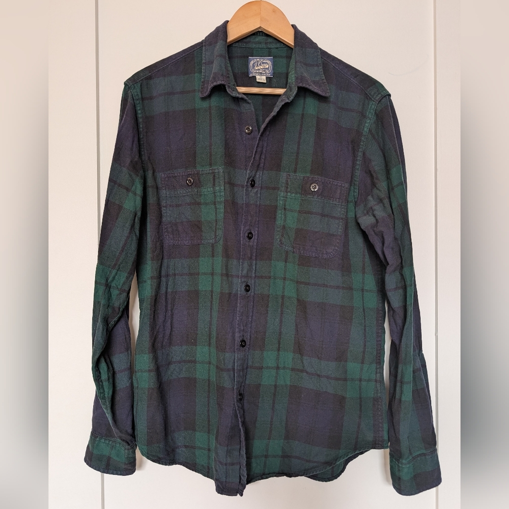 J.Crew Cotton Workshirt, Plaid (Green, Navy)